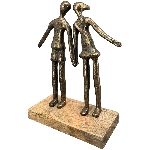 Paar Artisanal, kupfer, Alu/Holz, 20x8x25 cm