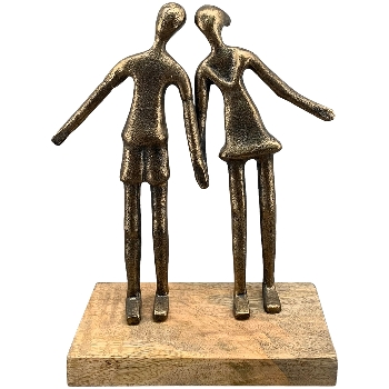 Paar Artisanal, kupfer, Alu/Holz, 20x8x25 cm