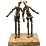 Paar Artisanal, kupfer, Alu/Holz, 20x8x25 cm