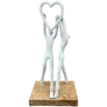 Paar Artisanal, matt weiß, Alu/Holz, 15x10x32 cm