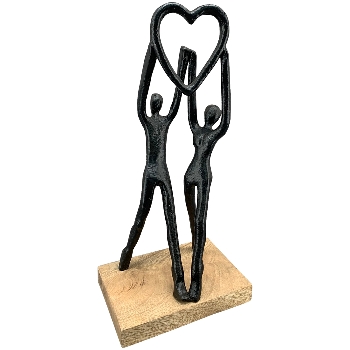 Paar Artisanal, schwarz, Alu/Holz, 15x10x32 cm