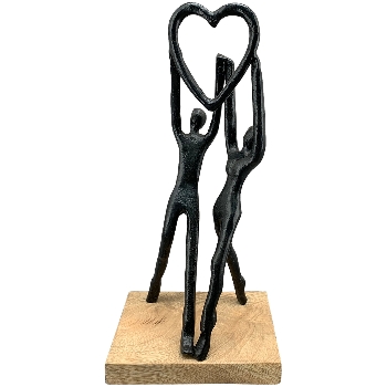 Paar Artisanal, schwarz, Alu/Holz, 15x10x32 cm