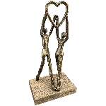Paar Artisanal, kupfer, Alu/Holz, 15x10x32 cm