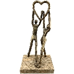 Paar Artisanal, kupfer, Alu/Holz, 15x10x32 cm