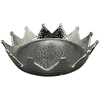 KronenTablett ArgenT, silber, Keramik, 24x24x5,5 cm