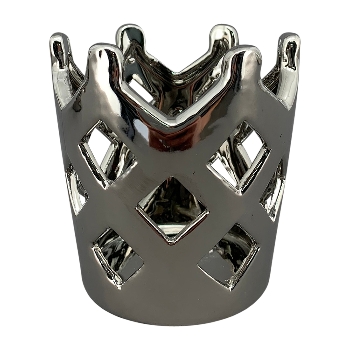 KronenWindLicht ArgenT, silber, Keramik, 10x10x10 cm
