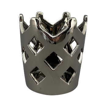 KronenWindLicht ArgenT, silber, Keramik, 12,5x12,5x12 cm