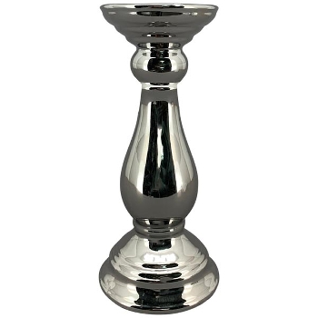 KerzenHalter ArgenT, silber, Keramik, 9,5x9,5x18 cm