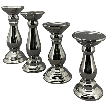 KerzenHalter ArgenT, silber, Keramik, 9,5x9,5x18 cm