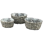 PflanzKorbSet/3 Willow, grau, Rattan