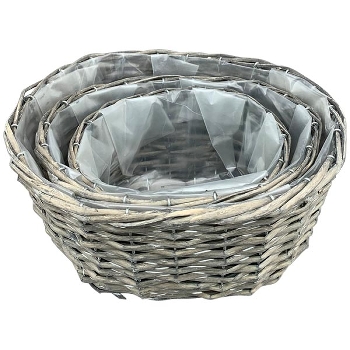 PflanzKorbSet/3 Willow, grau, Rattan