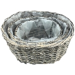 PflanzKorbSet/3 Willow, grau, Rattan