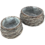 PflanzKorbSet/2 Willow, braun, Rattan, 21x21x12 cm