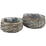 PflanzKorbSet/2 Willow, braun, Rattan, 25x18x12 cm