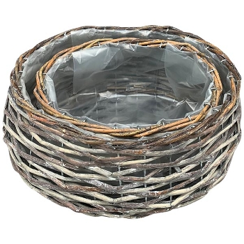 PflanzKorbSet/2 Willow, braun, Rattan, 25x18x12 cm