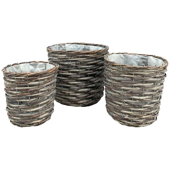 PflanzKorbSet/3 Willow, braun, 17,5x17,5x17 cm