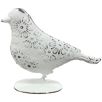 Vogel ClairBlanc, weiß, Metall, 12,5x4,5x9,5 cm