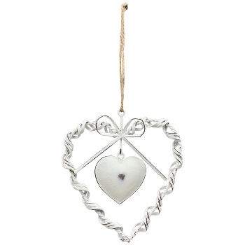 HerzHänger ClairBlanc, weiß, Metall, 10,5x1x13 cm