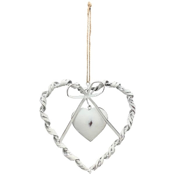 HerzHänger ClairBlanc, weiß, Metall, 15x1,3x15 cm