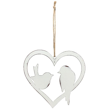 HerzHänger ClairBlanc, weiß, Metall, 8,5x0,1x9,5 cm