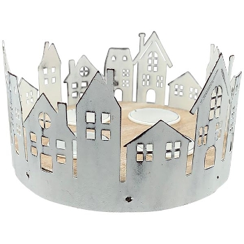 KerzenHalter ClairBlanc, weiß, Metall, 8,5x16x16 cm