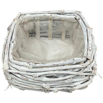 PflanzKorb Willow, weiß, Rattan, 22x22x9,5 cm