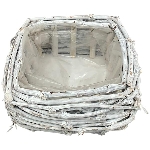 PflanzKorb Willow, weiß, Rattan, 22x22x9,5 cm