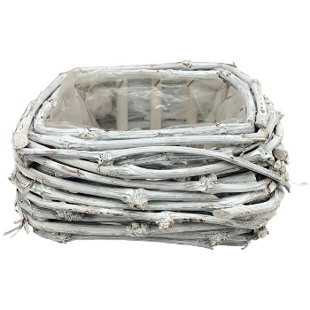 PflanzKorb Willow, weiß, Rattan, 22x22x9,5 cm
