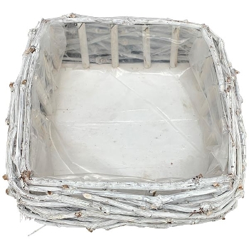 PflanzKorb Willow, weiß, Rattan, 31x31x10,5 cm