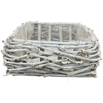 PflanzKorb Willow, weiß, Rattan, 31x31x10,5 cm