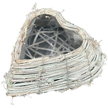 HerzPflanzKorb Willow, weiß, Rattan, 19x19x7,5 cm
