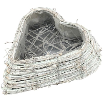 HerzPflanzKorb Willow, weiß, Rattan, 27x25x9,5 cm