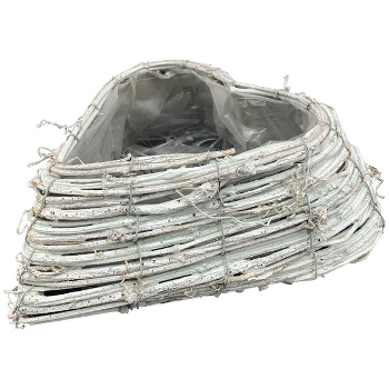 HerzPflanzKorb Willow, weiß, Rattan, 27x25x9,5 cm