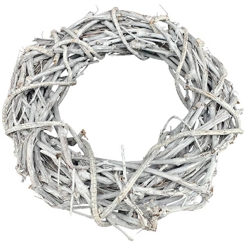 Kranz Willow, weiß, Rattan, 45x45x9 cm