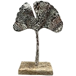 GinkoBlatt Puri, silber, Alu/Holz, 15,5x5x22 cm