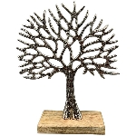 Baum Puri, silber, Alu/Holz, 20x5x24,5 cm