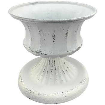 Pokal ClairBlanc, weiß, Metall, 15,5x15,5x14,5 cm