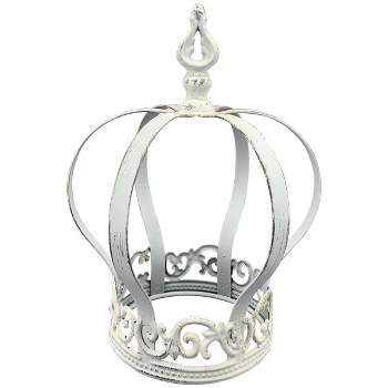 Krone ClairBlanc, weiß, Metall, 17,5x15,5x23 cm