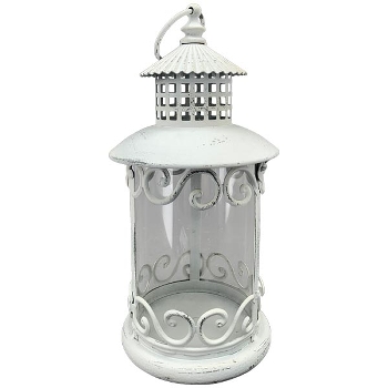 Laterne ClairBlanc, weiß, Metall, 16x16x32 cm