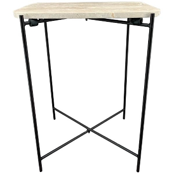 Tisch Dalle, beige, Marmor/Metall, 41x27,5x54,5 cm