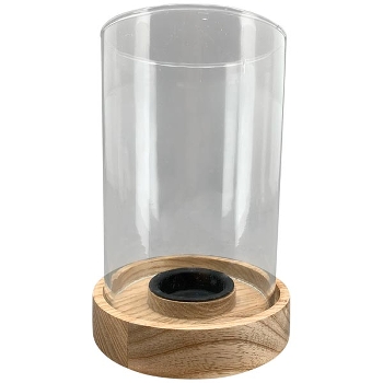 KerzenHalter Dost, natur, Holz/Glas, 11,5x11,5x17 cm