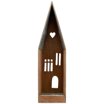 WindLichtHaus Dost, natur, Holz/Metall, 9x7x35 cm