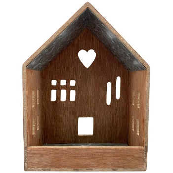 WindLichtHaus Dost, natur, Holz/Metall, 12x7x16 cm