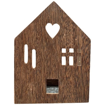 WindLichtHaus Dost, natur, Holz/Metall, 12x7x16 cm
