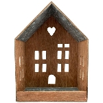 WindLichtHaus Dost, natur, Holz/Metall, 16x7x22 cm