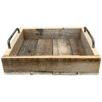 Tablett Bloom, natur/weiß, Holz/Metall, 25x20x8 cm