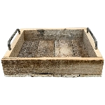 Tablett Bloom, natur/weiß, Holz/Metall, 25x20x8 cm