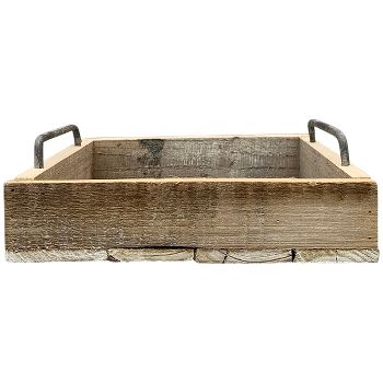 Tablett Bloom, natur/weiß, Holz/Metall, 25x20x8 cm