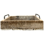 Tablett Bloom, natur/weiß, Holz/Metall, 25x20x8 cm