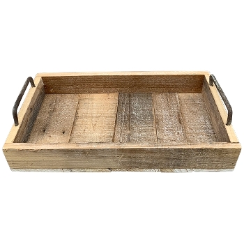 Tablett Bloom, natur/weiß, Holz/Metall, 35x20x8 cm